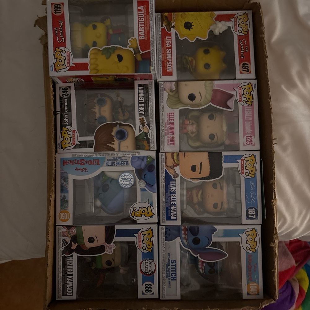 Funko Pop Vinyl Figures in Colorful Boxes